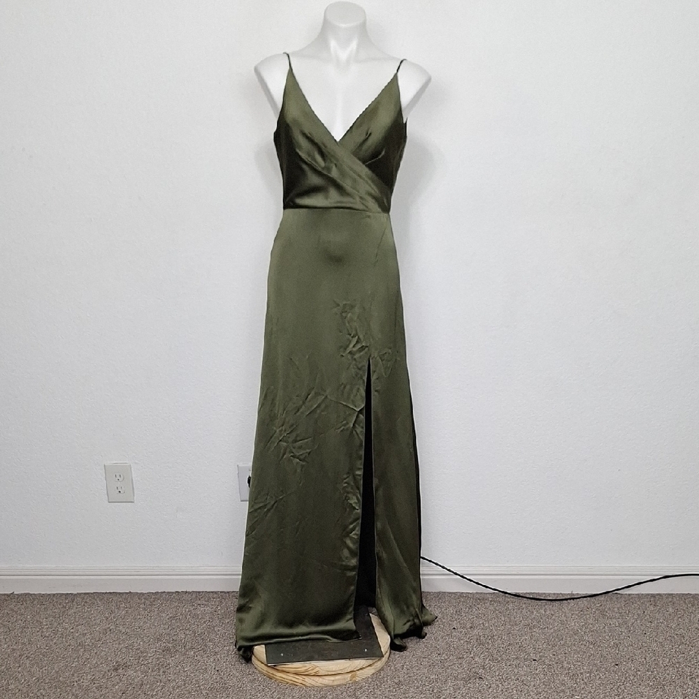 Jenny Yoo Green Beckette Faux Surplice Evening Wear Formal Cocktail Maxi Dress 4 - Picture 3 of 15